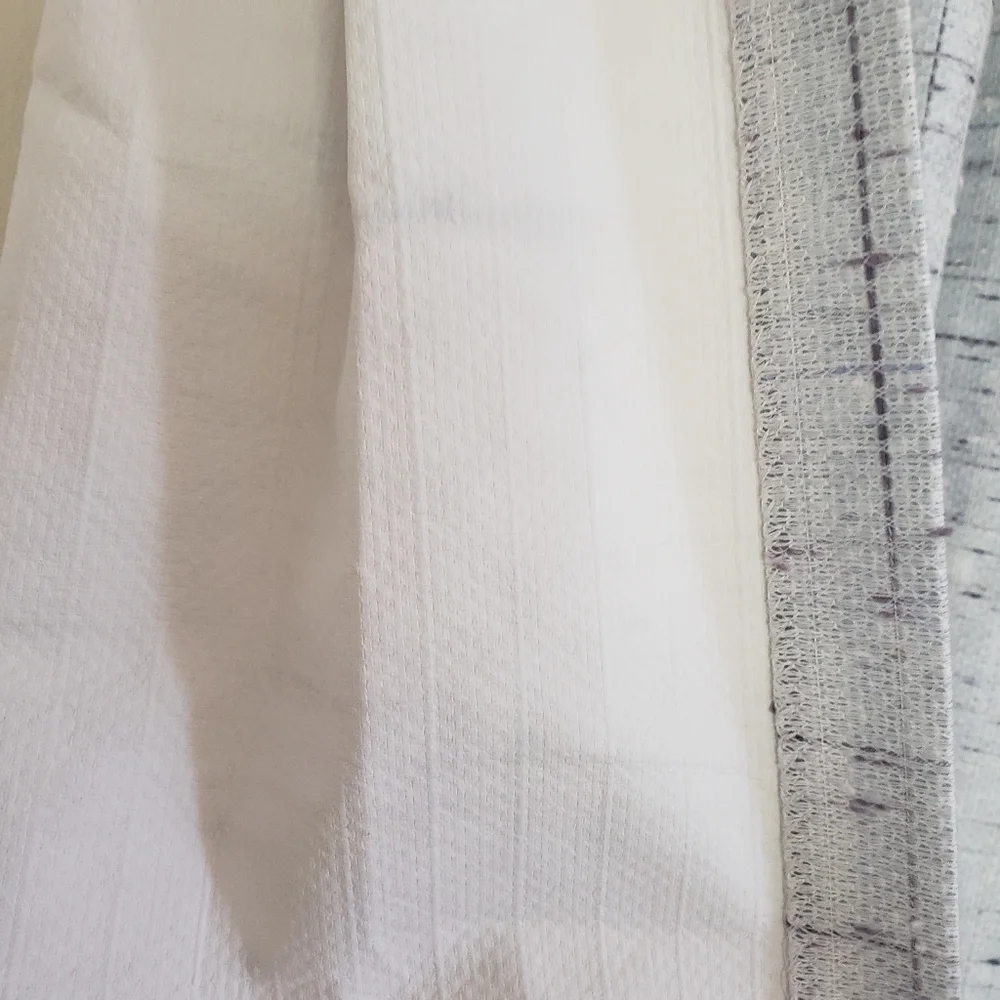 Sears Drapes 48W x 62L Tweed Print Pinch Pleat Curtains Blue VTG 50s 60s NEW
